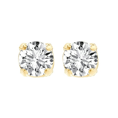 - 1/5 Ct.t.w Round Diamond Stud Earrings in 14K Yellow Gold