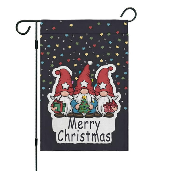 Merry Christmas Gnomes Short Garden Flag Double Sided Yard Flags for Garden Lawn Spring Autumn Thanksgiving Christmas 12.5x18inch