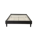 thumbnail image 1 of Modern Espresso Brown Bonded Leather Platform Bed with Wooden Slats, 1 of 2