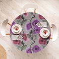 thumbnail image 4 of Ambesonne Poppy Fitted Round Tablecloth, Vertical Floral Pattern Print, 56"- 60" Diameter, Violet Pale Sage Green, 4 of 5