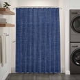 thumbnail image 3 of Xipuska Vintage Navy Blue Shower Curtain - Water Repellent Fabric Shower Curtains Washable, Farmhouse Retro Dark Solid Color Linen Texture Decorative Cloth Bathroom Curtains Modern Bath Decor 72"x78", 3 of 6