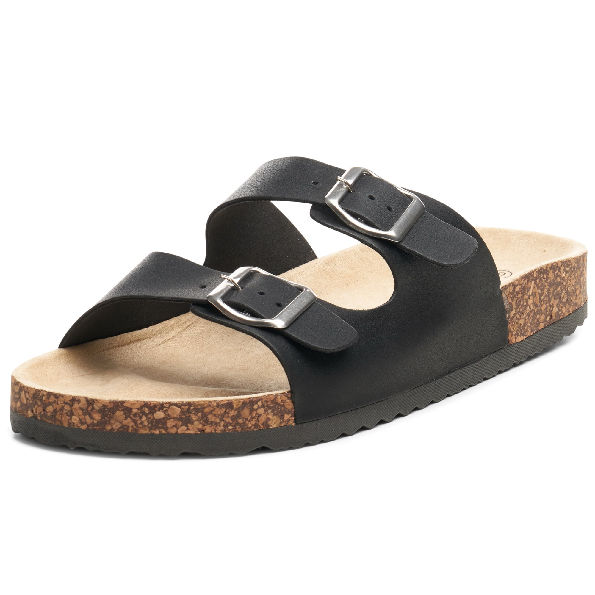 KuaiLu Mens Mens Slides Sandals Arizona Comfort Slip On Cork Footbed Sandals with Two Adjustable Leather Straps for Outdoor/Indoor 