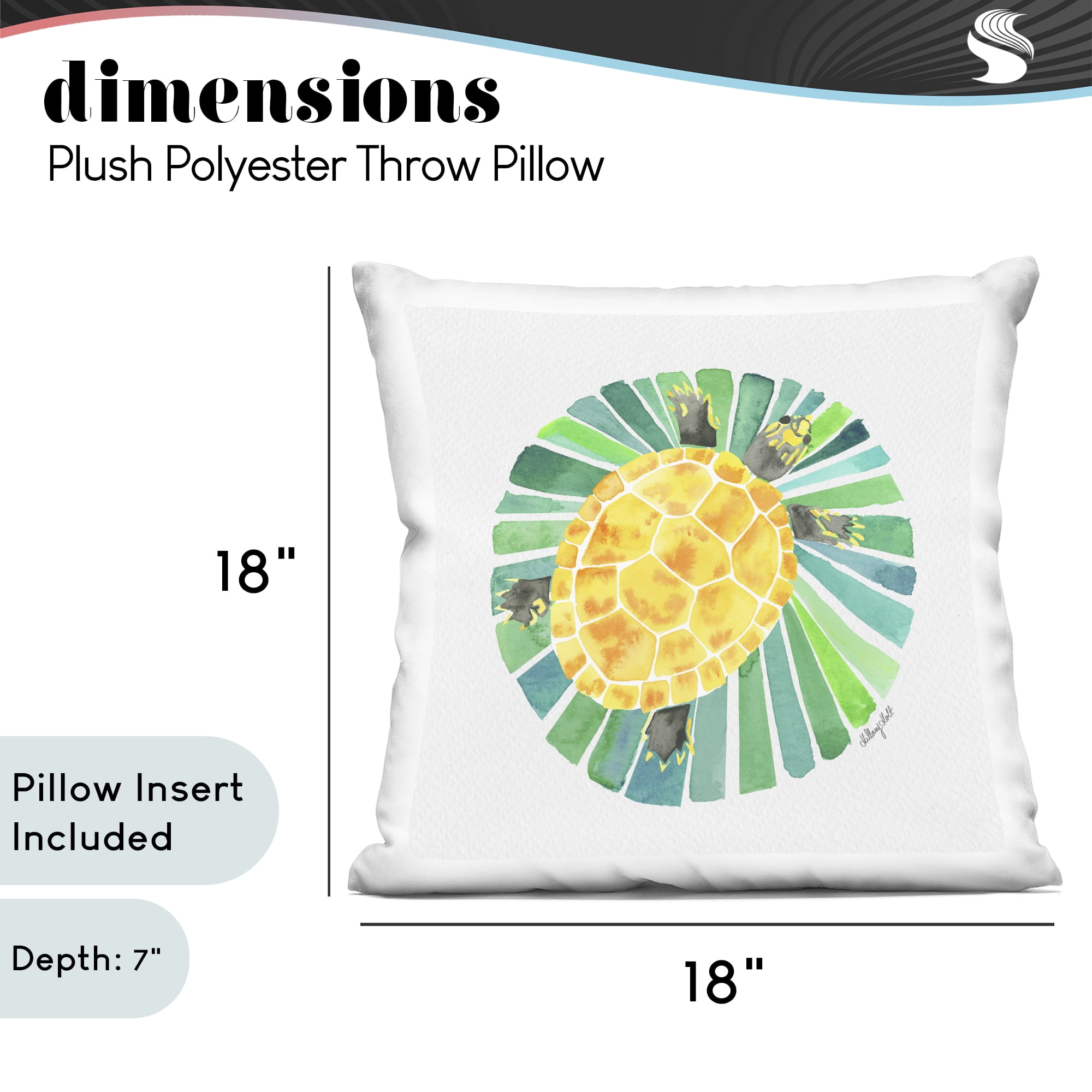 Stupell Industries Lotus Garden Turtle Decorative Printed Throw Pillow, design by Hillary Holt, 18 x 7 x 18