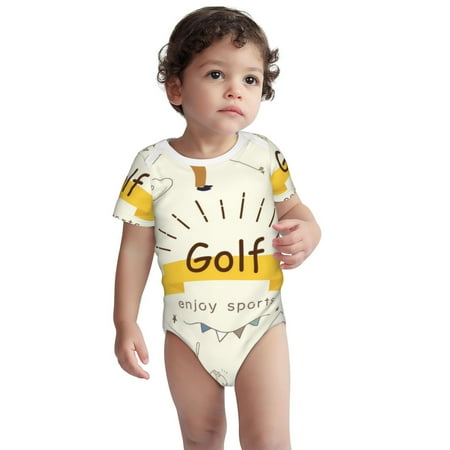 

Kdxio Golf Icons And Golfer Pattern Unisex Baby Cotton Short Sleeve Bodysuits-3 Months
