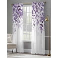 thumbnail image 4 of Purple Leaves Sheer Curtains 96 Inch Length 2 Panels for Living Room, Summer Botanical Voile Kitchen Curtain Set, Luxury Privacy Drapes Window Treatment for Bedroom, 4 of 7