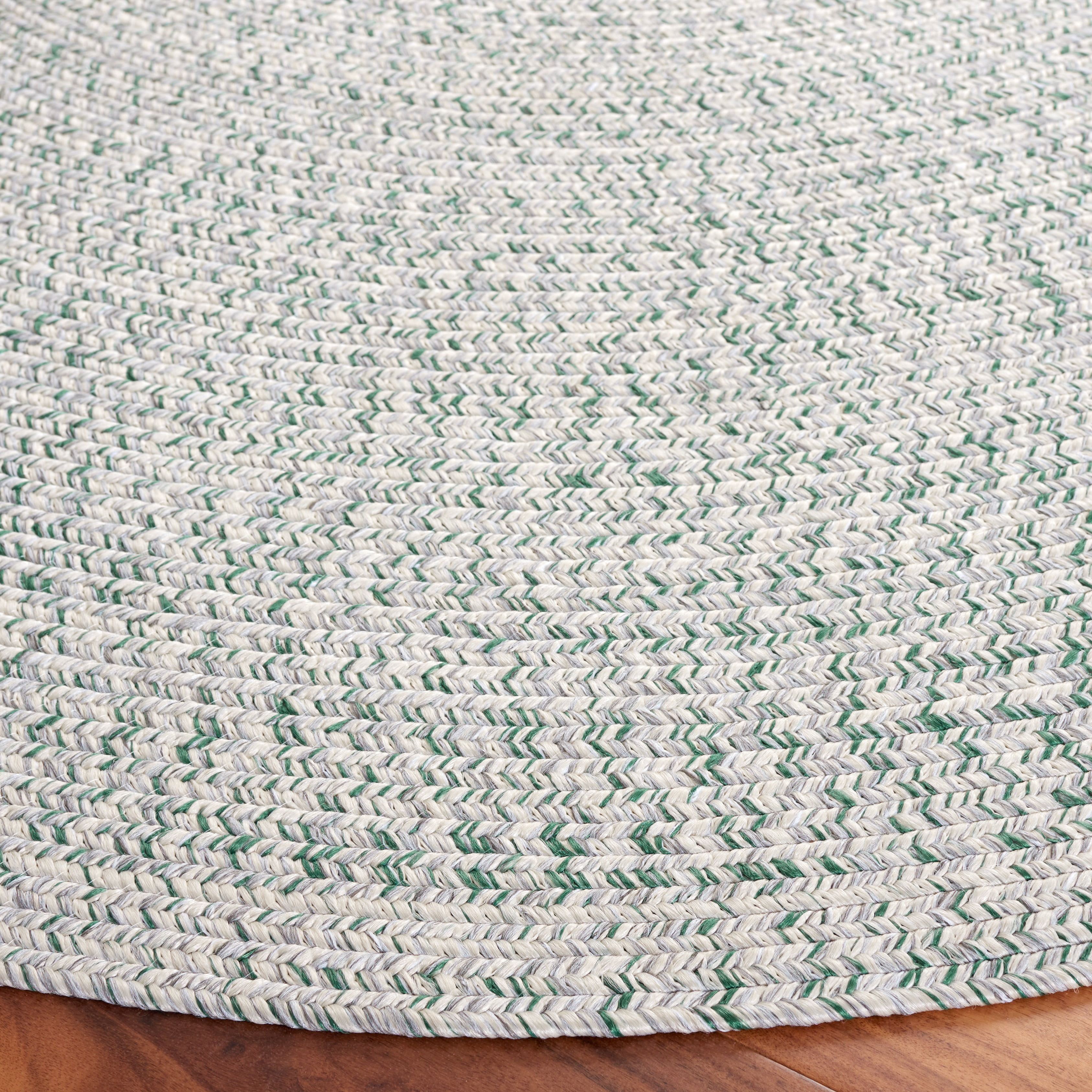 Safavieh Braided Gino Distressed Machine Washable Reversible Area Rug, Ivory/Green, 5' x 5' Round