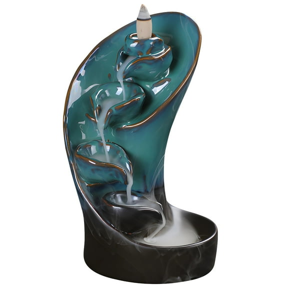 Torch Backflow Incense Burner, Waterfall Reverse Incense Holder, Ceramic Cones Holder, Smoke Fountain, Zen Atmosphere Enhancing Ornament, Aromatherapy Decoration for Home