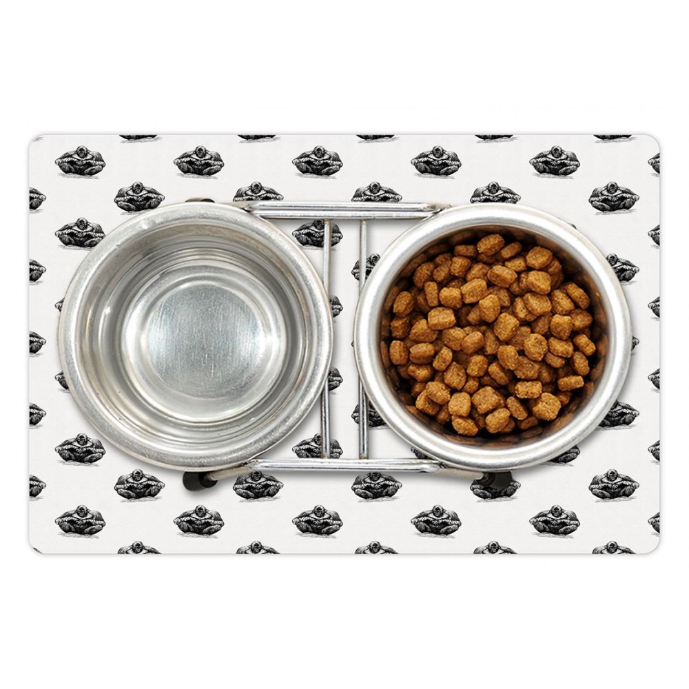 Gorilla Pet Mat for Food and Water, Sketchy Grunge Style Monochrome