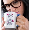 thumbnail image 2 of 3dRose, The Voices in my Head Speaks Russian Russia Quotes, 15oz Two-Tone Blue Mug, 2 of 7