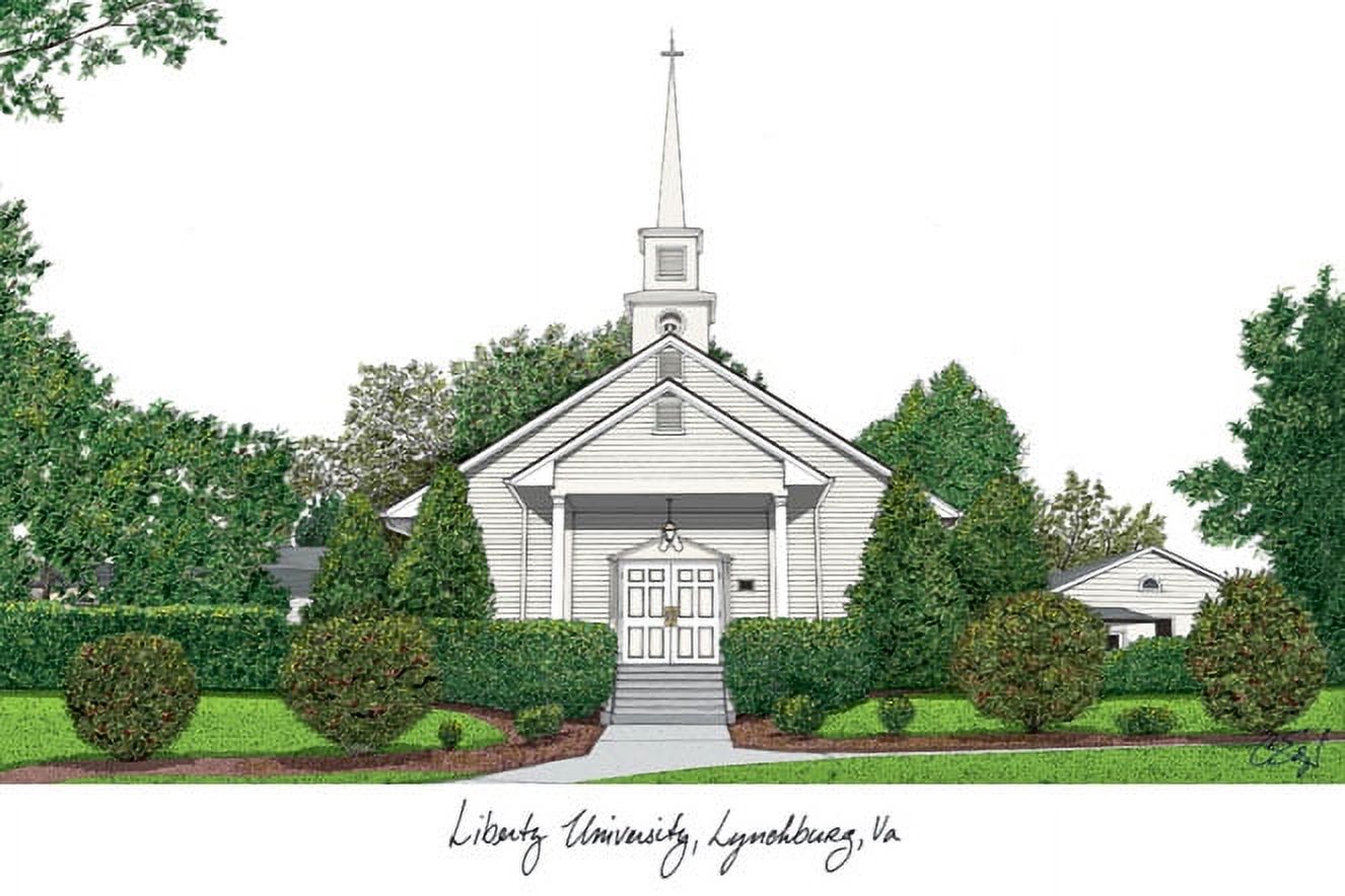 Liberty University 14w x 17h Manhattan Black Single Mat Gold Embossed Diploma Frame with Bonus Campus Images Lithograph (value savings at $59)