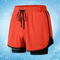 thumbnail image 2 of YLSDY Fashion Mens 2 in 1 Running Shorts Quick Dry Athletic Shorts with Liner, Workout Shorts with Zip Pockets and Towel Loop Orange L, 2 of 6