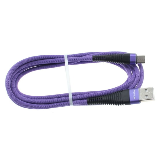 Purple 6ft USB Cable for LG G8X ThinQ Phone - Type-C Charger Cord Power Wire USB-C Long Braided Fast Charge Sync V8R