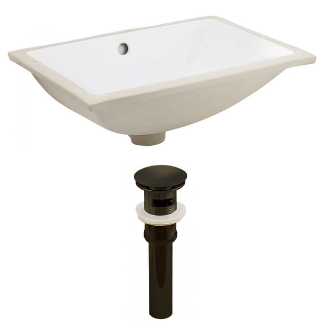 18.25-in. W CUPC Rectangle Bathroom Undermount Sink Set In White - Oil Rubbed Bronze Hardware - Overflow Drain Incl. AI-24832