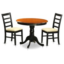 East West Furniture ANPF3-BLK-C Dining furniture set - 3 Pcs with 2 Linen Chairs in Black and Cherry