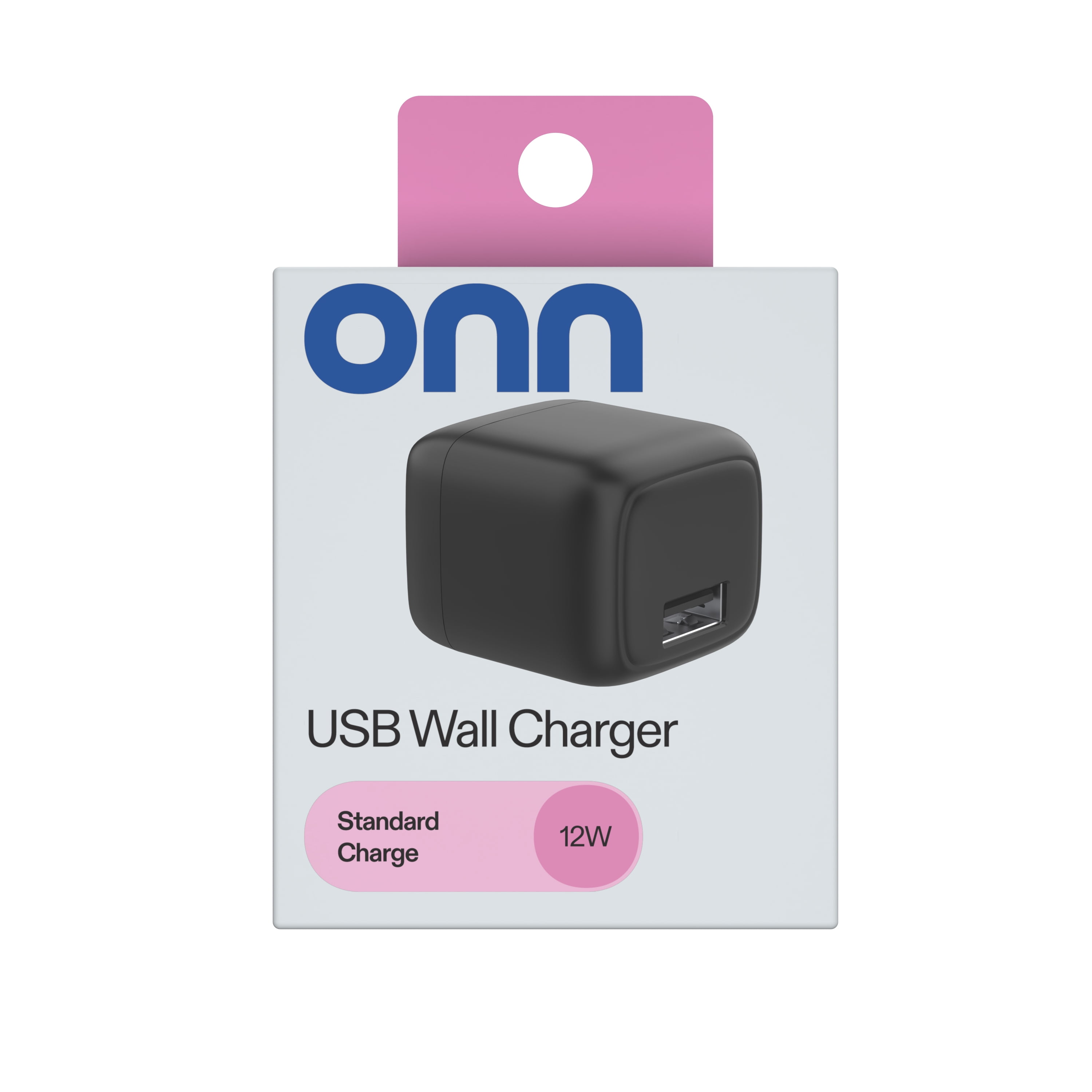 (2 pack) ONN 12W Single USB-A Port Wall Charger With Foldable Plug, Black