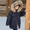 thumbnail image 6 of Mercatoo Girls Winter Coat Insulated Long Quilted Puffer Jacket Teen Windproof Warm Hooded Parka 𝐒now Coats with Fuzzy Trim, 6 of 8