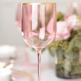 thumbnail image 4 of Impresserve 12oz. Disposable Plastic Pink Wine Goblet with Gold Rim - 5 Count, 4 of 6