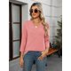 thumbnail image 3 of Blusas TICTICMISS para mujer, manga 3/4, cuello en V, holgadas, color coral, 3 of 6