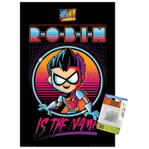 DC Comics Movie - Teen Titans Go! To The Movies - Robin Wall Poster with Push Pins, 14.725" x 22.375"