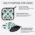 thumbnail image 3 of Yayeee Oven Mitts and Pot Holder Set of 2 Heat Resistant Kitchen Gloves Baking Hot Pad, Green Geometric Pattern, 3 of 5
