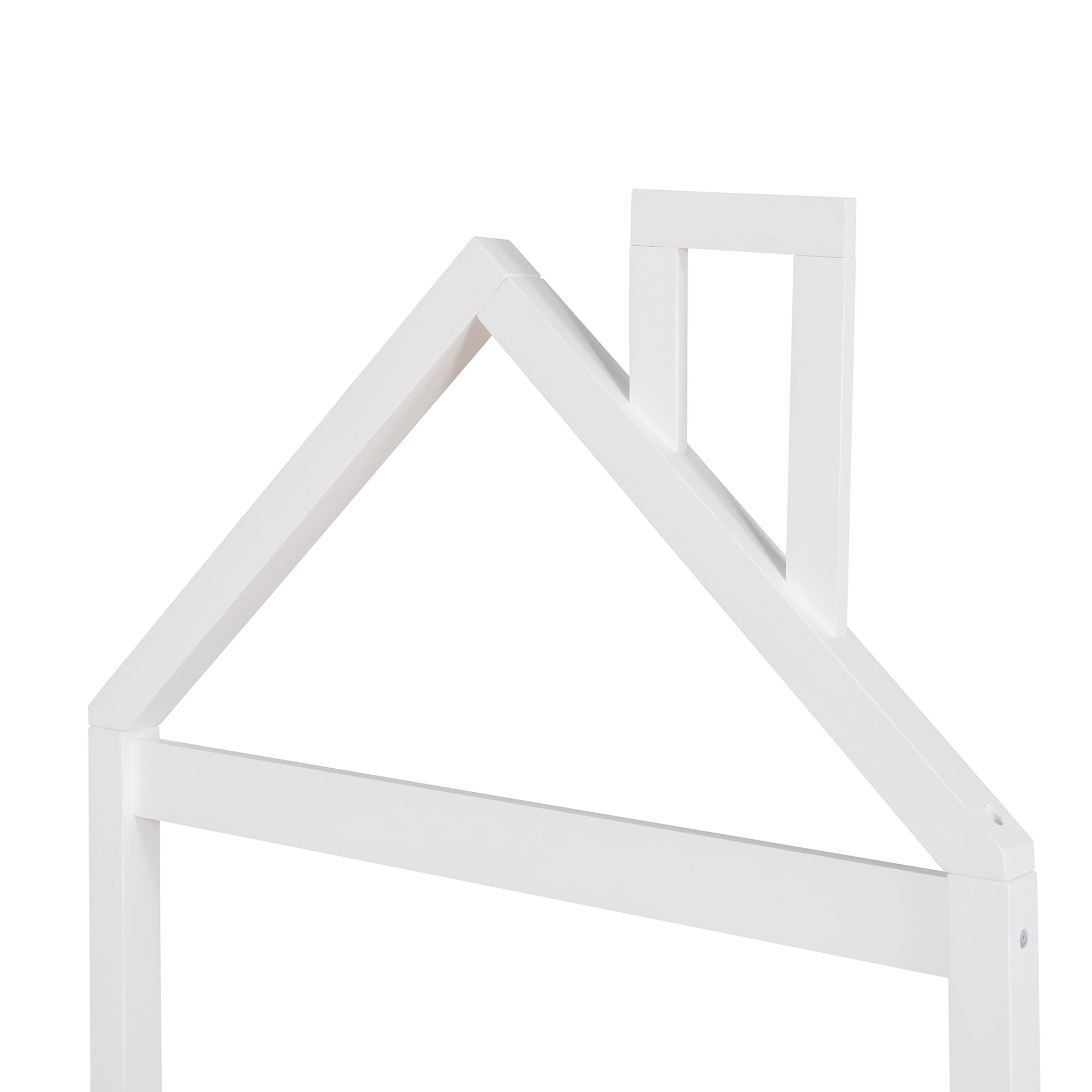 Aukfa Twin House Bed for Kids, Wood Platform Bed, Low Profile - White