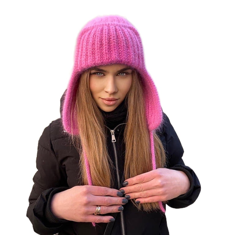 Winter Beanie Hat for Women Warm Fleece Lined Ear Flaps Knit  display picture 2