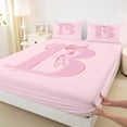 thumbnail image 3 of jejeloiu Initial Letter B Full Size Sheets,Bow Tie Ribbon Bed Sheets,Pink Bowknot Sheet Sets For Kids,Breathable Bedroom Decoration,4-Piece, 3 of 7