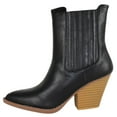 thumbnail image 2 of Forever Women Ankle Western Boots Stacked Block Heels elastic Opening Cowboy Booties Pointed Toe RIVER-24 Black 5, 2 of 3