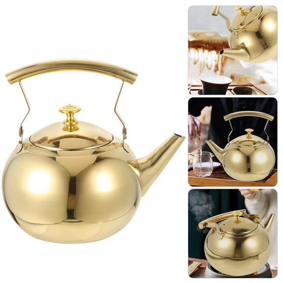 EXHUMKY Golden Stainless Steel Kettle for Home and Kitchen Use, and Stylish Tea and Coffee Pot