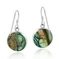 thumbnail image 5 of Minimalist Peace Symbol Abalone Shell Inlay Sterling SIlver Dangle Earrings, 5 of 5