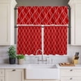 thumbnail image 4 of 3 Piece Kitchen Curtains and Valances Set Red White Stripes Cafe Curtains 24 Inch Length Simple Geometric Modern Monochrome Valance & Tier Curtain for Living Room Bedroom Window 54"x18"+27"x24"*2, 4 of 6