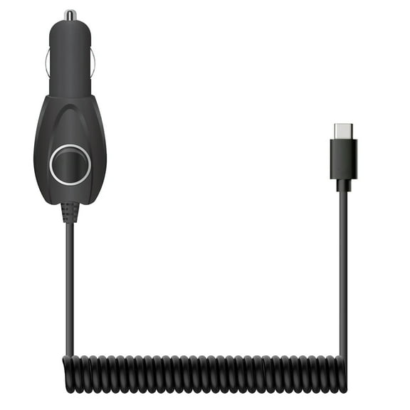 Type-C 15W Car Charger for iPhone 16/Pro/Max/Plus - Power Adapter DC Socket USB-C Coiled for iPhone 16/Pro/Max/Plus