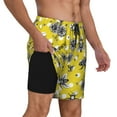 thumbnail image 2 of Kdxio Honeybee Print Men's Swim Trunks with Compression Liner 7 Inch Inseam Quick Dry Swim Shorts, 2 of 7