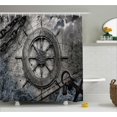 thumbnail image 1 of Vintage Shower Curtain Set, Retro Navigation Equipment Illustration with Steering Wheel Charts Anchor Chains, Bathroom Decor, Charcoal, by Ambesonne, 1 of 1