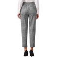 thumbnail image 3 of INSPIRE CHIC Women's Tartan Plaid Pants Elastic High Waist Straight Long Trousers L Grey Black, 3 of 5