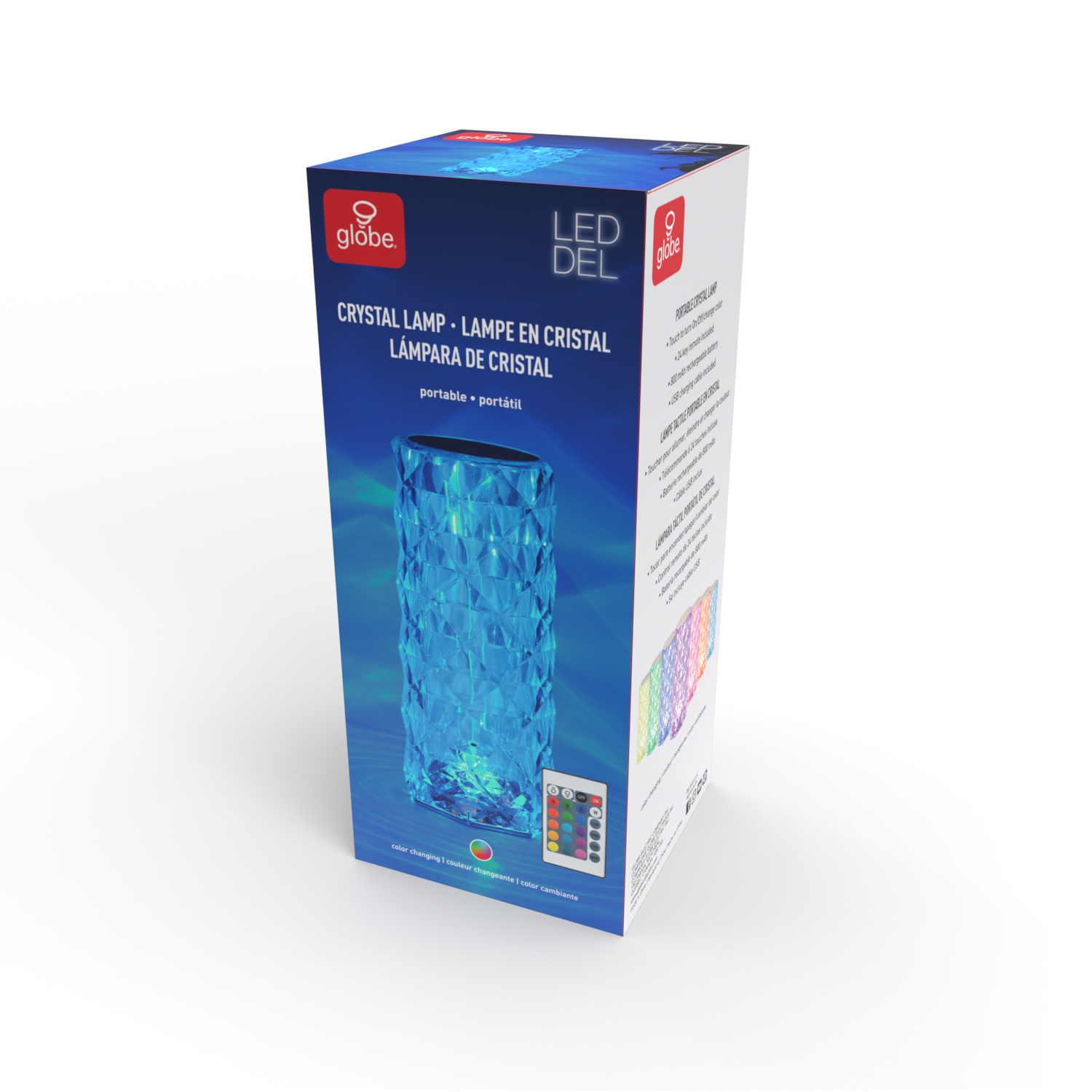 LED Integrated Rechargeable Crystal Portable Touch Lamp with Included Remote Control and USB Cable