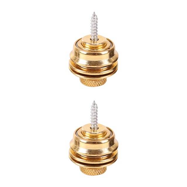Toystoory Extremo de la correa de la guitarra acústica Pasador de tornillo Cinturón de hombro de la guitarra Bloque de botones antideslizante oro 2piezas Toystoory CBP149856