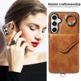 thumbnail image 4 of Galaxy S23 FE Case with Ring Holder Stand, Allytech Classic PU Leather Back Cover with Cards Holder Shockproof Detachable Shoulder Strap Wallet Case for Samsung Galaxy S23 FE - Brown, 4 of 14