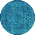 thumbnail image 1 of Ahgly Company Indoor Round Oriental Turquoise Blue Industrial Area Rugs, 4' Round, 1 of 4