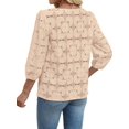 thumbnail image 4 of Women Blouses Dressy Casual 3/4 Length Sleeve Tops Eyelet Lace Hirts Beach Vacation Clothes Color S, 4 of 6