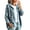Blue, variant on Womens Leopard Print Hooded Cardigan Open Front Button Knit Sweater Coat Loose Drop Shoulder Long Sleeve Casual Outerwear