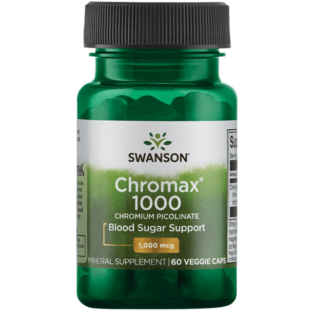 Swanson Chromax 1000 Chromium Picolinate 1,000 Mcg 60 Veggie Capsules