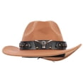 thumbnail image 4 of Stylish Curved Cowboy Hat for Parties, Durable Cowgirl Hat with Decorative Details for Cosplay, Hiking, and Leisure Activities, One Size Fits All, 4 of 4
