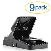 Large Powerful Rat Traps (9 Pack) - Kills Instantly with Powerful Steel Spring - Setup in Seconds - Wash & Reuse Over & Over - Hands Free Disposal - Rat Control Without Harmful Poisons or Chemicals