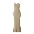 thumbnail image 3 of Women Spaghetti Strap Bodycon Maxi Dress Slip Sleeveless Solid Color Square Neck Elegant Long Cami Dresses, 3 of 10