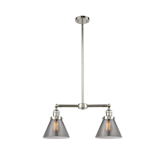 Innovations Lighting 209-PN-G43-L-LED X-Large Cone-7W 2 LED Chandelier in Traditional Style-21 Inches Wide by 10 Inches High Polished Nickel Finish with Plated Smoke Glass