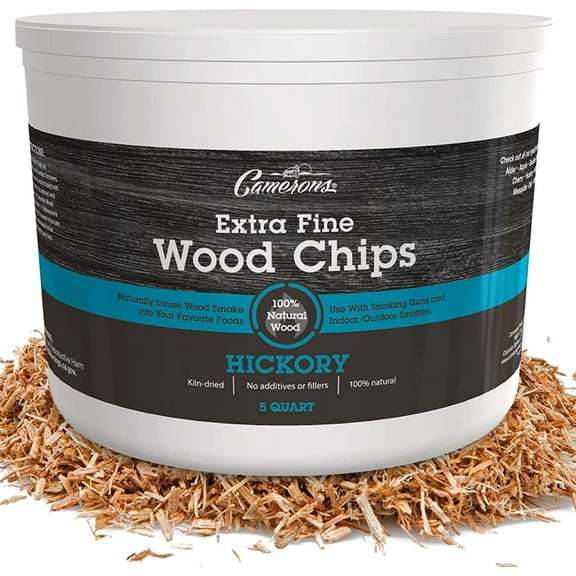 Camerons Smoking Chips - (Hickory) 5 Quart Kiln Dried, Natural Extra Fine Wood Smoker Sawdust Shavings - 5 Quart Barbecue Chips