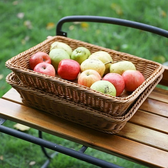 Handmade Rattans Work Storage Trays Fruit Vegetables Bread Baskets Restaurant Serving Tabletop Display Baskets