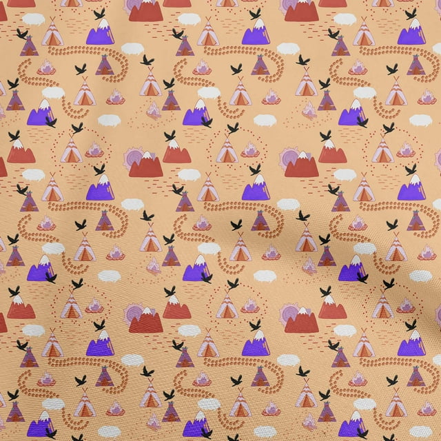 oneOone Viscose Chiffon Light Peach Fabric Kids Campfire Craft Projects Decor Fabric Printed By The Yard 42 Inch Wide