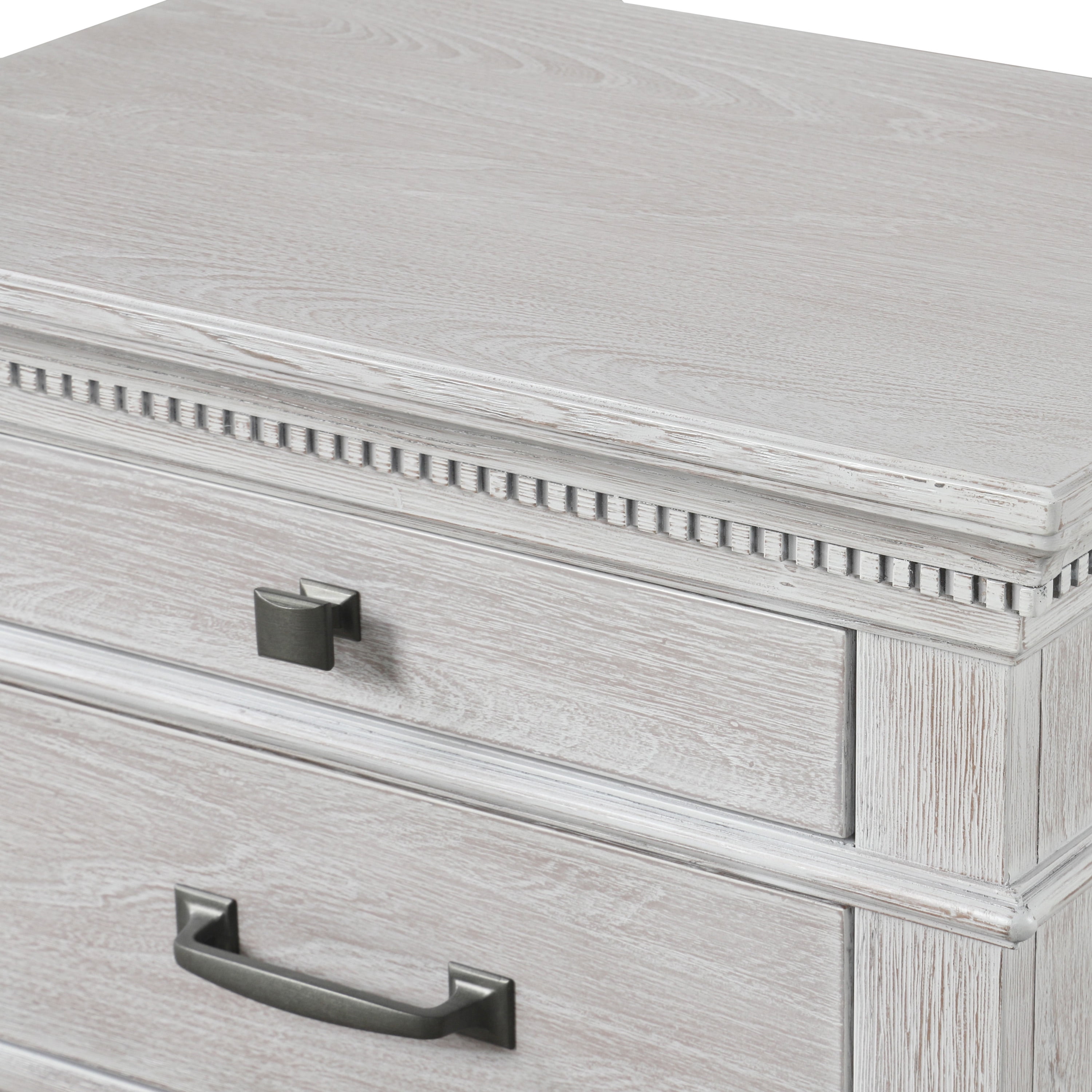 Furniture of America Elandra Transitional 3-Drawer Solid Wood Adult Nightstand, Weathered Gray